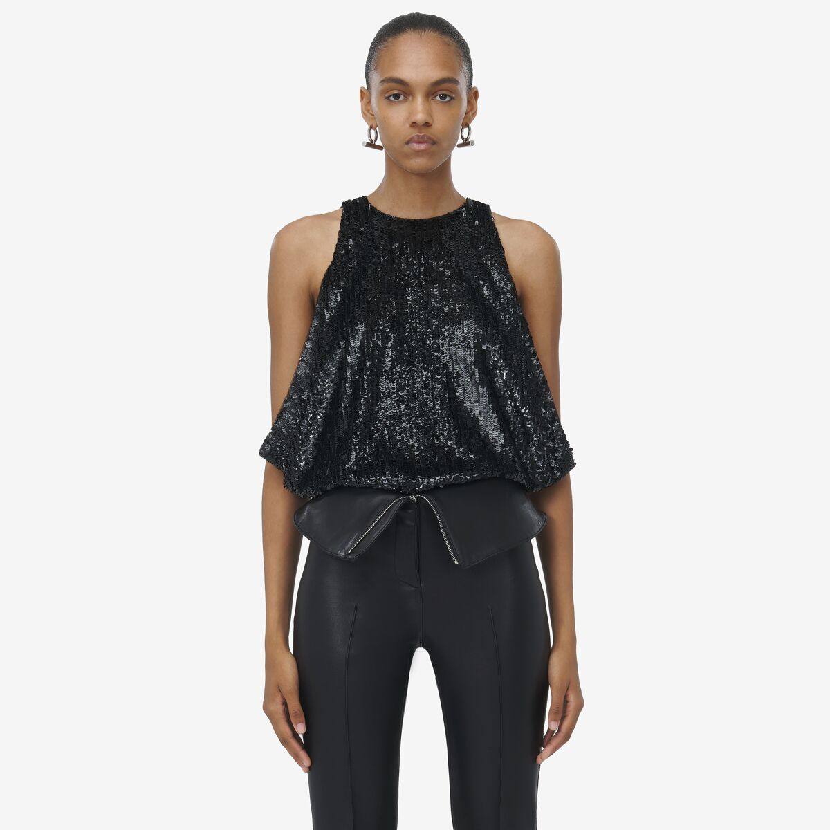 ALEXANDER MCQUEEN - Draped Sequin Top - Item 818943QZAN61000